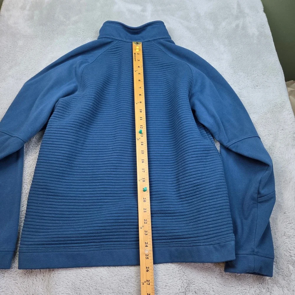 The North Face Quarter Zip Pullover Mens L Ribbed Textured Logo Activewear Blue